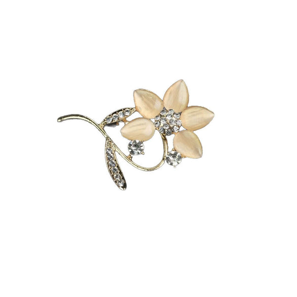 Wholesale Zinc Alloy Flower Pattern Electroplated Women's Fashion Simple Elegant Exquisite Versatile Cat's Eye Sweater Coat Pin Brooch Jewelry