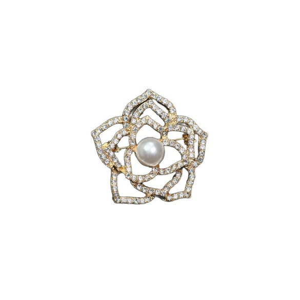 Wholesale Zinc Alloy Flower Rose Brooch Electroplated Clothing Accessories Antiwalking Pin Women's And Unisex Jewelry