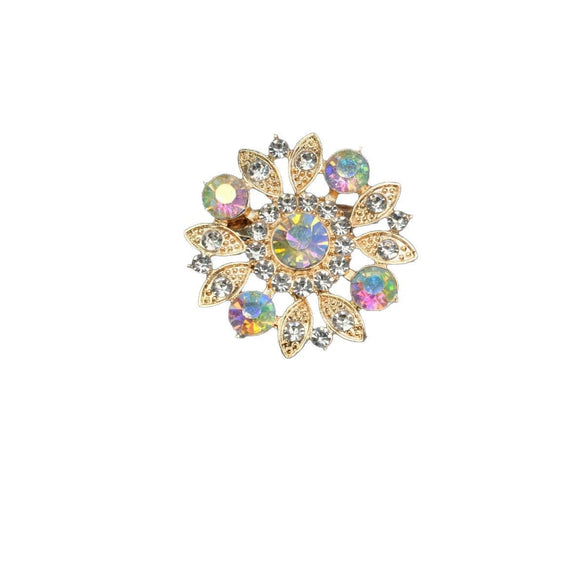 Wholesale Zinc Alloy Flower Shaped Rhinestone Brooch With Electroplating For Women And Unisex