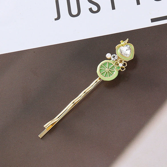 Wholesale Zinc Alloy Handmade Fruitstyle Rhinestone Pearl Hairpin For Women
