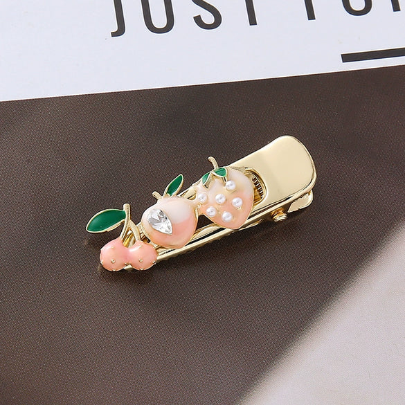 Wholesale Zinc Alloy Handmade Fruitstyle Rhinestone Pearl Hairpin For Women