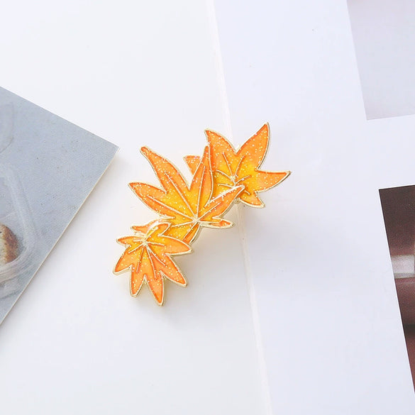 Wholesale Zinc Alloy Handmade Maple Leaf Glitter Hairpin For Girls Fashion Hair Accessories