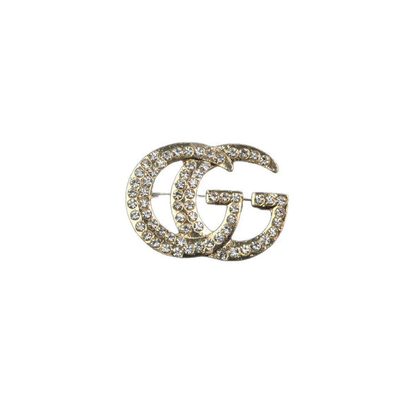 Wholesale Zinc Alloy Lettershaped Vintage Brooch With Diamond Encrustment And Electroplating For Women