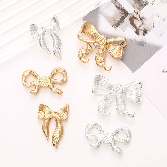 Wholesale Zinc Alloy Light Luxury Hirback Pattern Bow Accessories For Mobile Phone Cases And Hole Shoes With Electroplating