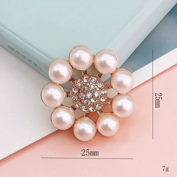 Wholesale Zinc Alloy Pearl Flower Diamond Mobile Phone Shell Jewelry Accessories With Return Pattern And Electroplating