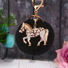 Wholesale Zinc Alloy Pony Car Creative Plush Keychain For Women With Diamond Encrustment