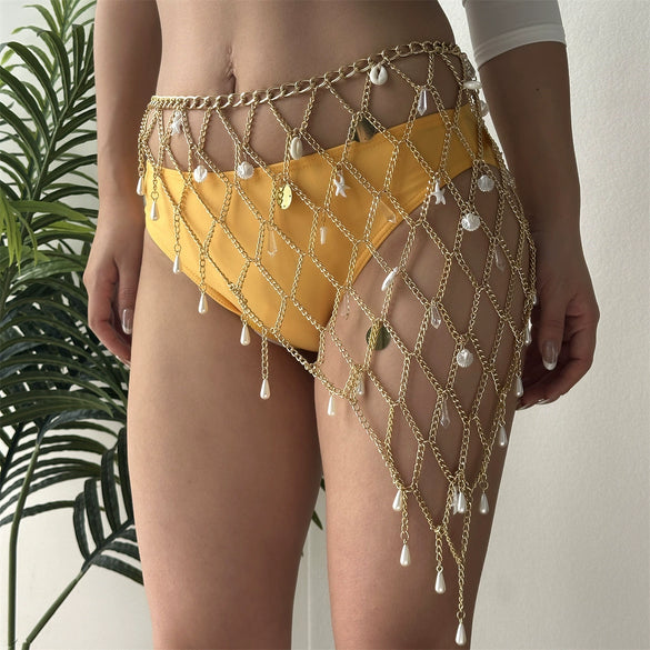 Wholesale Zinc Alloy Starfish Shell Pendant Bikini Body Chain And Skirt Chain For Women