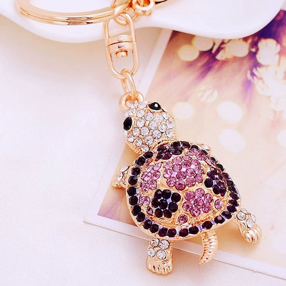 Wholesale Zinc Alloy Turtle Shaped Rhinestone Keychain For Women As Business Gift