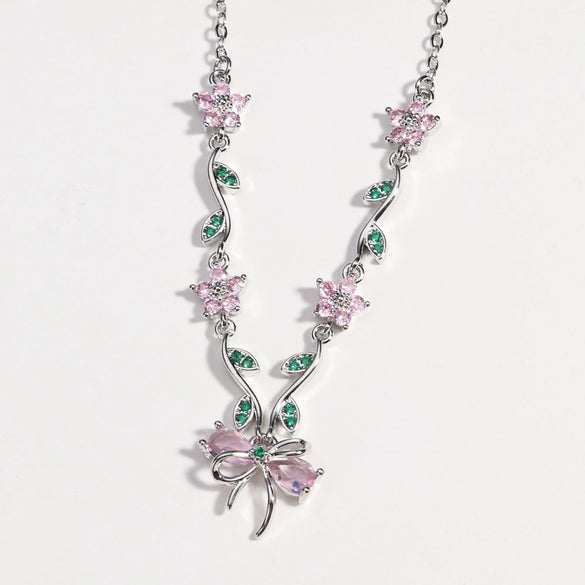 Wholesale Zircon And Copper Bow Necklace For Women Light Luxury Ins Niche Colorpreserving O Word Chain