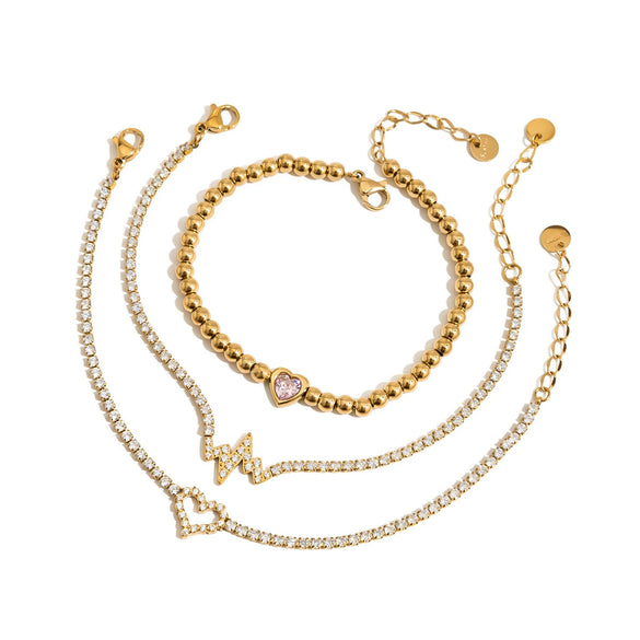 Wholesale Zircon Bracelet Stainless Steel Geometric Electroplated Jewelry For Women