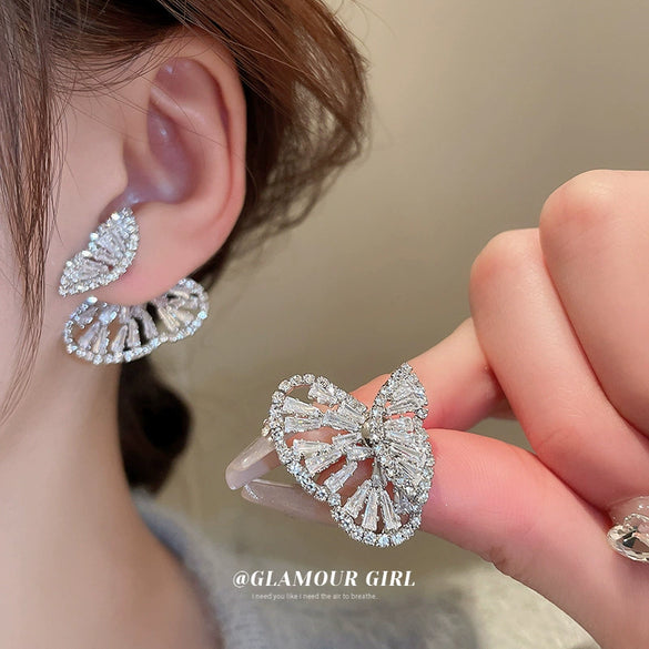 Wholesale Zircon Butterfly Earrings For Women Sweet Exquisite Light Luxury Elegant Inlaid Zircon