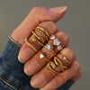 Wholesale Zircon Cross Finger Ring Stainless Steel 18K Gold Plated Geometric Light Luxury Style