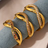 Wholesale Zircon Cross Finger Ring Stainless Steel 18K Gold Plated Geometric Light Luxury Style