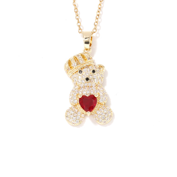 Wholesale Zircon Diamond Love Bear Pendant Jewelry Fashion Style Twisted Chain