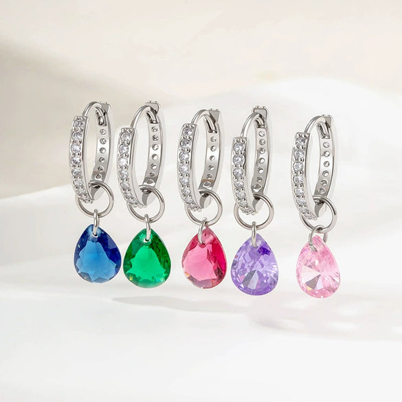 Wholesale Zircon Drop Shape Pendant Earrings Sweet Style High Quality For Women