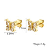 Wholesale Zircon Encrusted Insect Pattern Stainless Steel 16K Gold Plated Earrings For Women