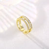 Wholesale Zircon Fashion Cold Style Ring With Geometric Pattern Microinlaid With Full Diamond Opening Adjustable