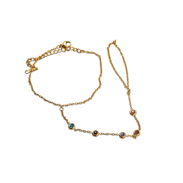 Wholesale Zircon Geometric Finger Chain Ring Hand Jewelry For Women