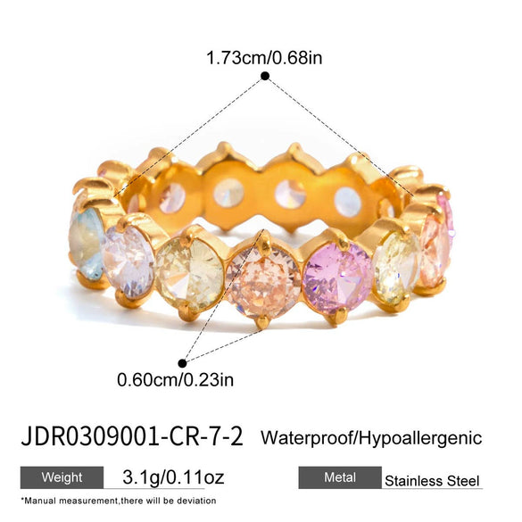 Wholesale Zircon Geometric Stainless Steel Electroplated Ring Women's Jewelry