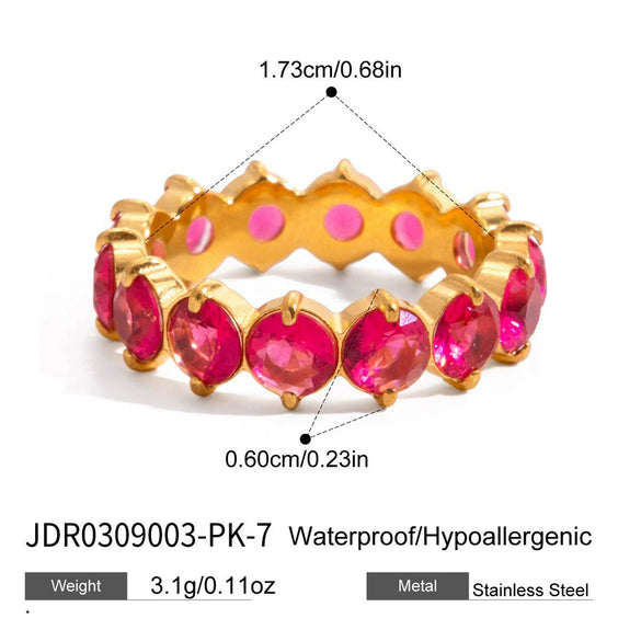 Wholesale Zircon Geometric Stainless Steel Electroplated Ring Women's Jewelry