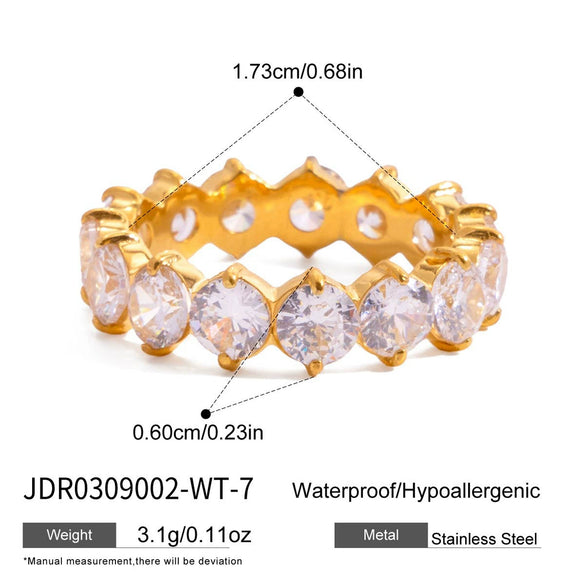 Wholesale Zircon Geometric Stainless Steel Electroplated Ring Women's Jewelry