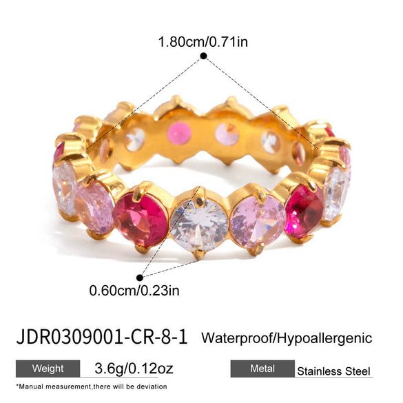 Wholesale Zircon Geometric Stainless Steel Electroplated Ring Women's Jewelry