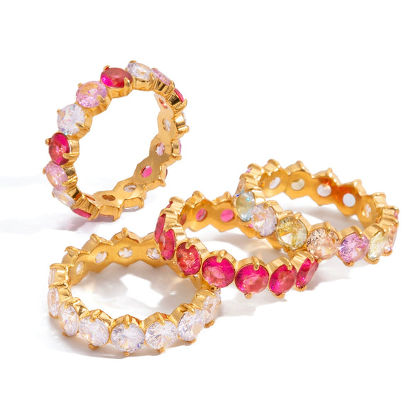 Wholesale Zircon Geometric Stainless Steel Electroplated Ring Women's Jewelry