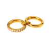 Wholesale Zircon Geometric Stainless Steel 18K Gold Plated Doublelayer Ring For Women Light Luxury Jewelry
