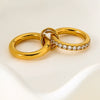 Wholesale Zircon Geometric Stainless Steel 18K Gold Plated Doublelayer Ring For Women Light Luxury Jewelry