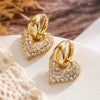 Wholesale Zircon Heart Earrings For Women Copper Geometric Simple Elegant