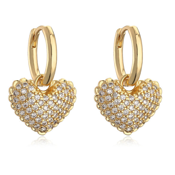 Wholesale Zircon Heart Earrings For Women Copper Geometric Simple Elegant