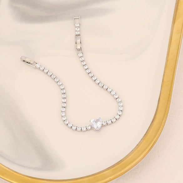 Wholesale Zircon Heart Fivepointed Star Bracelet 18K Goldplated Jewelry For Women