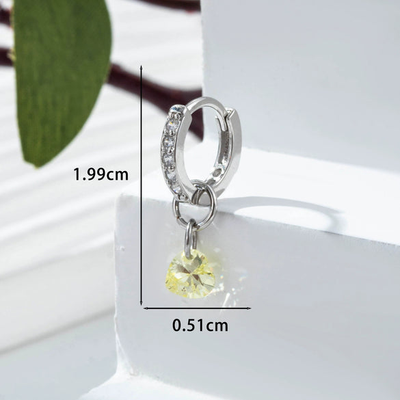 Wholesale Zircon Heartshaped Inlaid Pendant Earrings For Women Sweet Style