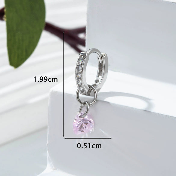 Wholesale Zircon Heartshaped Inlaid Pendant Earrings For Women Sweet Style