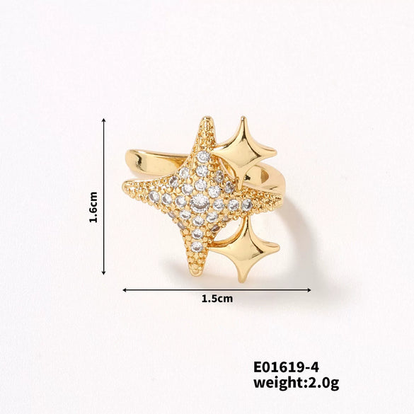 Wholesale Zircon Hollow Flower Earrings Fashion Retro Style With Geometric Pattern