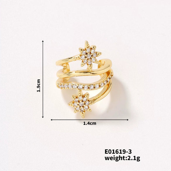 Wholesale Zircon Hollow Flower Earrings Fashion Retro Style With Geometric Pattern