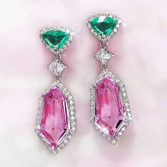 Wholesale Zircon Imitation Crystal Earrings Copper Geometric Simple Elegant Women's Earrings