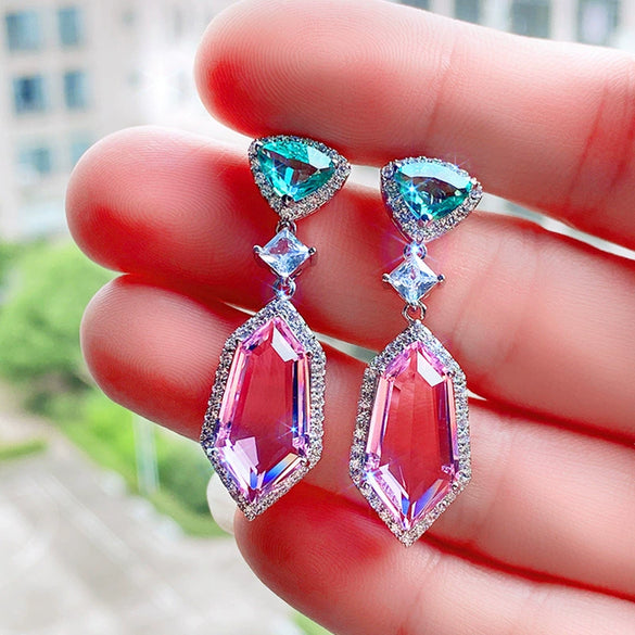 Wholesale Zircon Imitation Crystal Earrings Copper Geometric Simple Elegant Women's Earrings