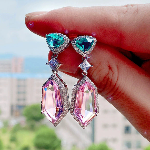 Wholesale Zircon Imitation Crystal Earrings Copper Geometric Simple Elegant Women's Earrings