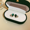 Wholesale Zircon Inlaid Geometric Silver Needle Round Bead Earrings For Women Gold Electroplated French Elegant Light Luxury Style