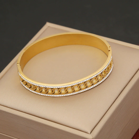 Wholesale Zircon Inlaid Stainless Steel Jewelry Bracelet