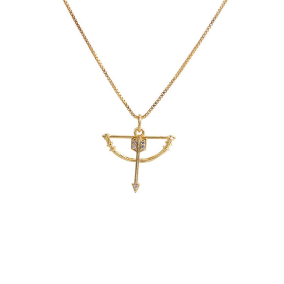 Wholesale Zircon Jewelry Copper Golden Horn Arrow Pendant Irregular Geometric Necklace Unisex Electroplated