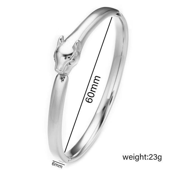 Wholesale Zircon Leopard Stainless Steel Geometry Style Electroplated Women's Bracelet Jewelry