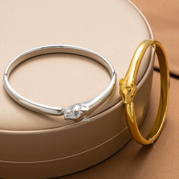 Wholesale Zircon Leopard Stainless Steel Geometry Style Electroplated Women's Bracelet Jewelry