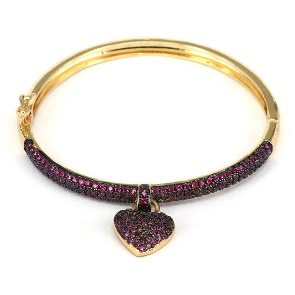 Wholesale Zircon Love Heart Geometric Adjustable Opening Bracelet With Micro Inlaid Full Diamond And Electroplating Treatment