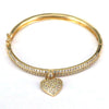 Wholesale Zircon Love Heart Geometric Adjustable Opening Bracelet With Micro Inlaid Full Diamond And Electroplating Treatment