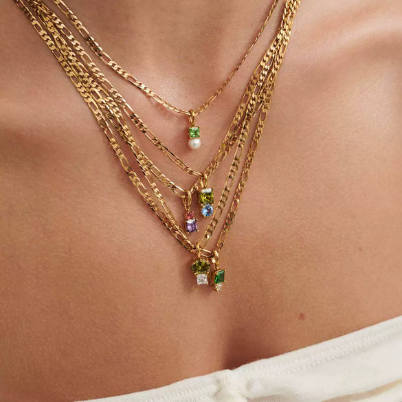 Wholesale Zircon Necklace Copper Titanium Steel Geometric Light Luxury Style Furnace Vacuum Plating Electroplating For Women