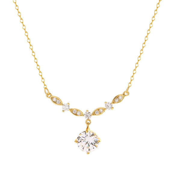 Wholesale Zircon Necklace 925 Silver Wave Styling Oshaped Chain Electroplated For Women