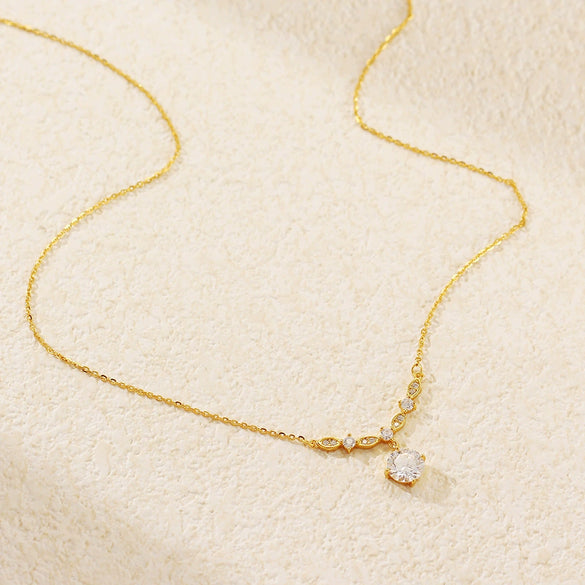 Wholesale Zircon Necklace 925 Silver Wave Styling Oshaped Chain Electroplated For Women
