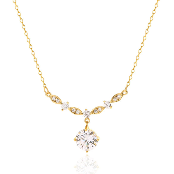 Wholesale Zircon Necklace 925 Silver Wave Styling Oshaped Chain Electroplated For Women